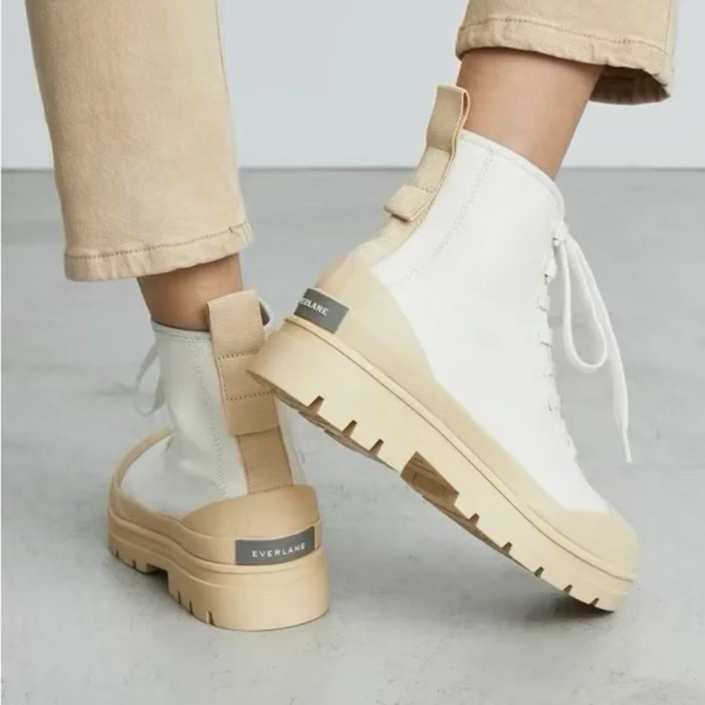 EVERLANE Canvas Lace Up Organic Cotton Lug Sole Utility Boots - Size 6
